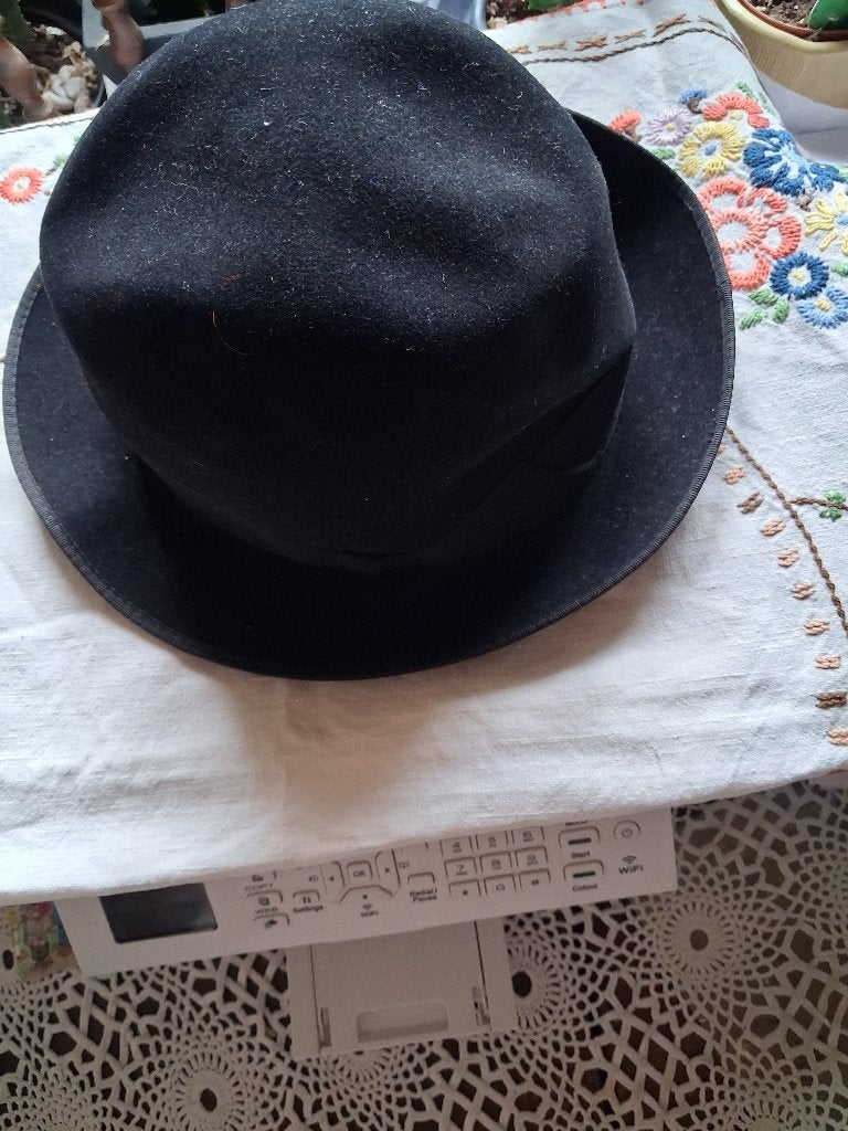 heren hoed bolhoed zwart maat 54 vintage, Ophalen of Verzenden, Zo goed als nieuw, 57 cm (M, 7⅛ inch) of minder, Hoed