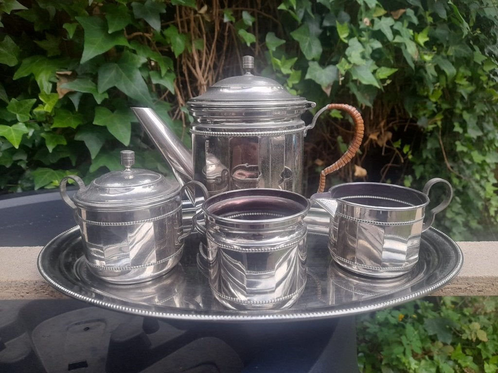 Verchroomd thee-/koffieservies (messing), Ophalen of Verzenden