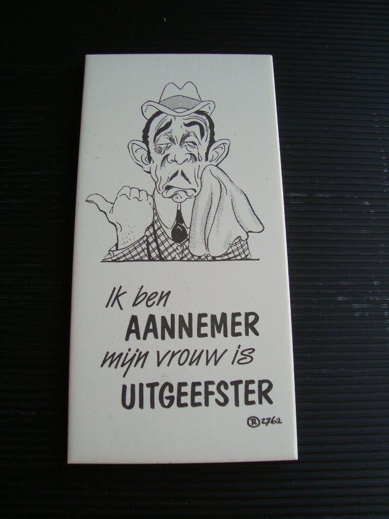 Ik ben aannemer mijn vrouw is uitgeefster tegeltje, Tegeltje, Ophalen of Verzenden, Nieuw