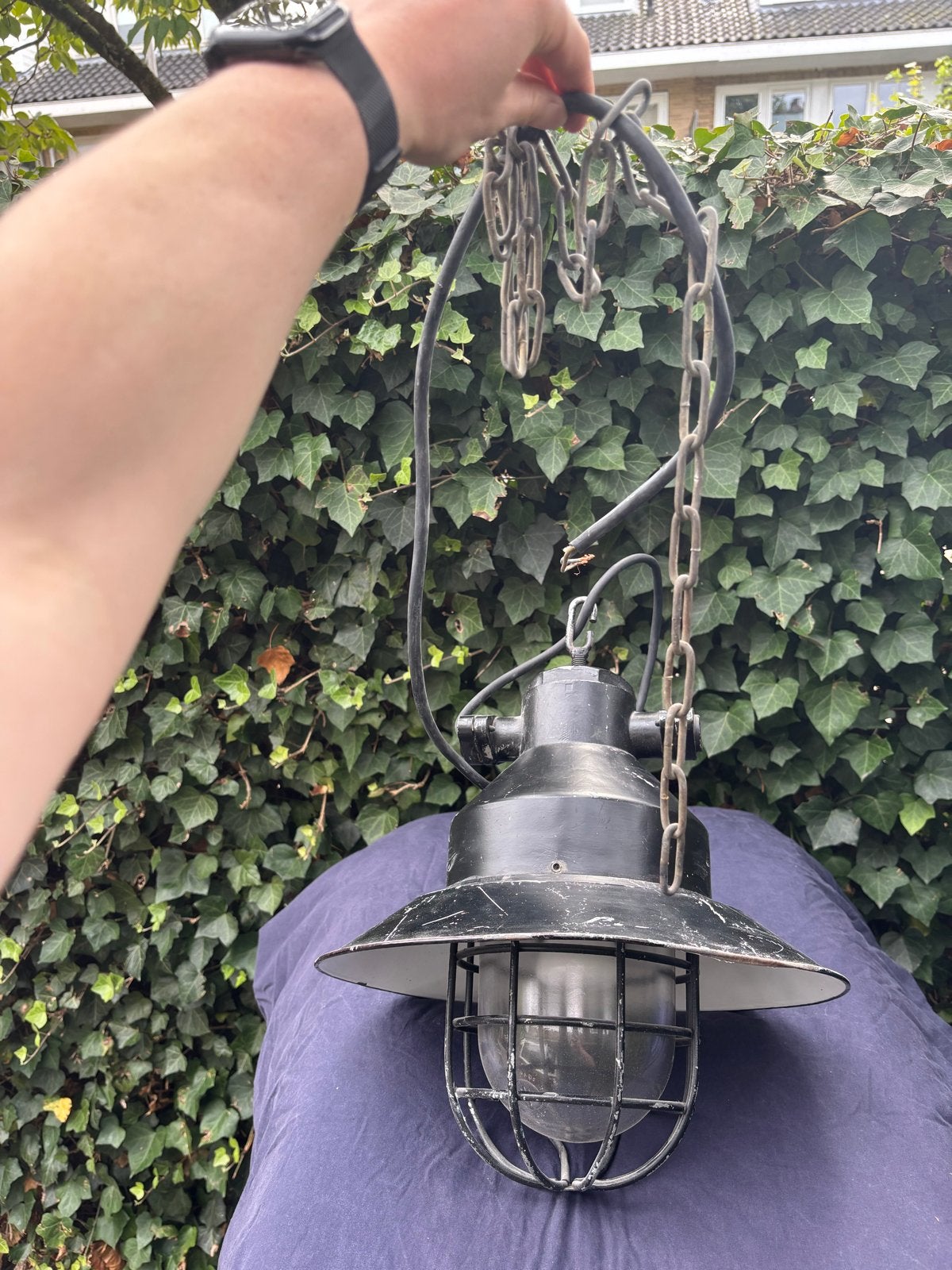 Vintage Industriële Hanglamp - Zwart Metaal, Ophalen