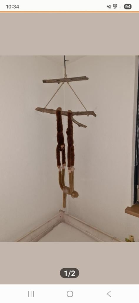 Unieke handgemaakte apenhanger van drijfhout, Hout, Ophalen of Verzenden, Bruin, Landelijk