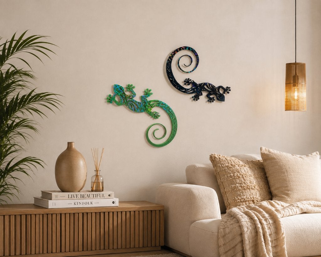 Holografische Gekko Wanddecoratie | Resin Art | epoxy, 30 cm, Meerkleurig, Ophalen of Verzenden, Kunststof