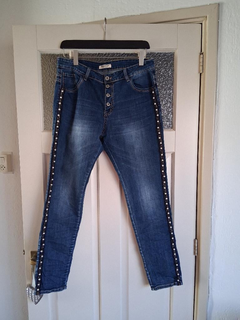 Karostar Jeans met Parels Maat 2XL 44, Overige jeansmaten, Karostar, Gedragen, Verzenden