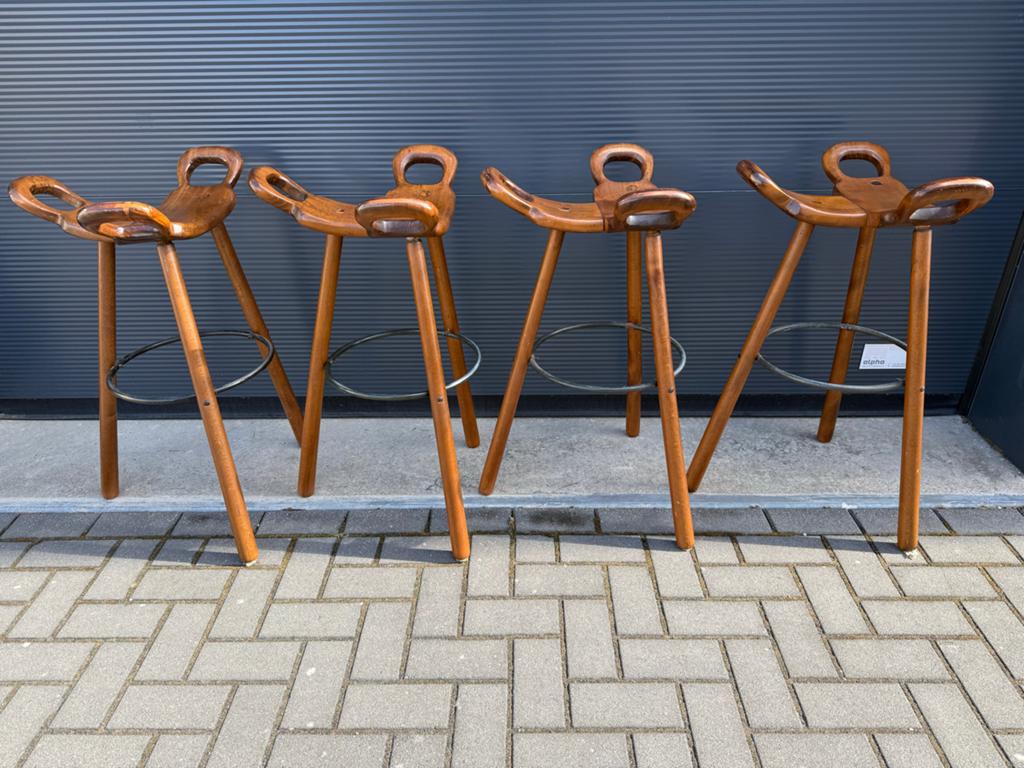 Vintage Spaanse kruk 'Marbella' in brutalistische stijl, Ophalen, Met voetsteun, 60 tot 90 cm, Zo goed als nieuw