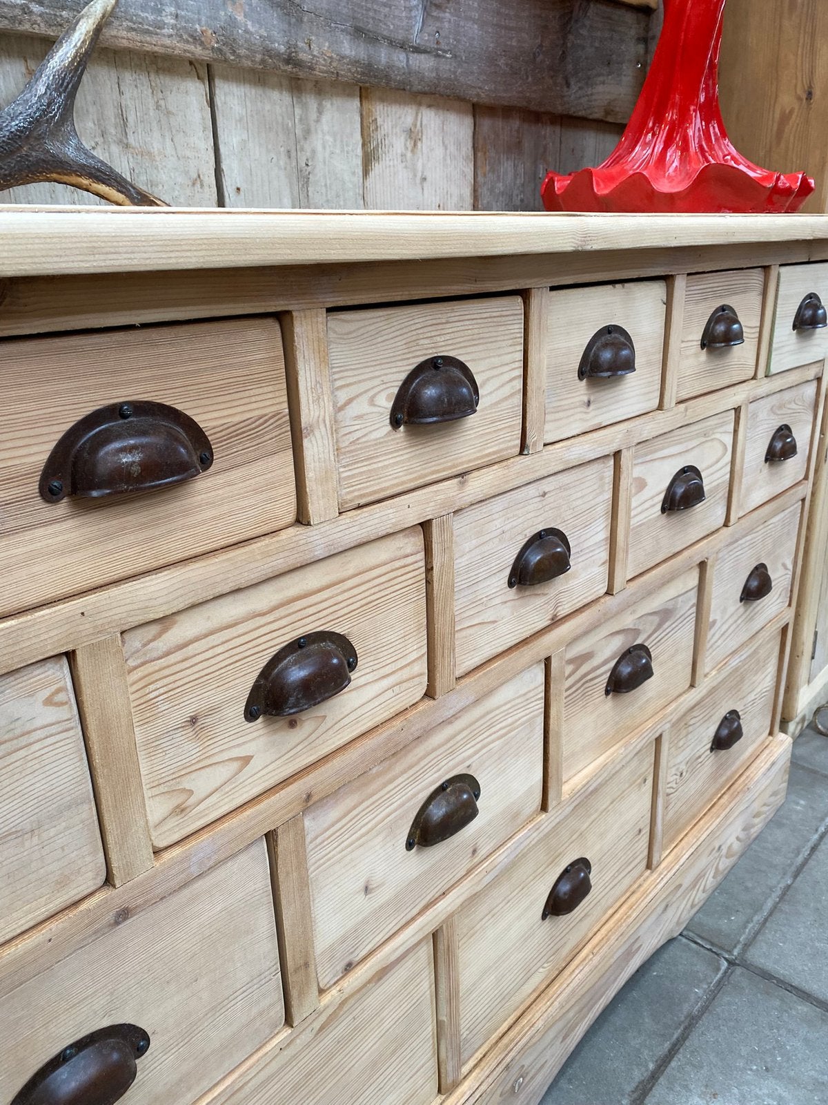Landelijke oud grenen ladekast dressoir kast, Ophalen, Gebruikt, 5 laden of meer, 150 tot 200 cm
