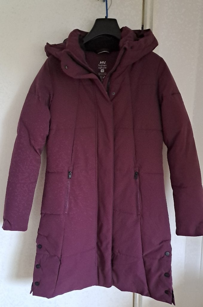 Auberginekleurige winterjas Human Nature, zo goed als nieuw!, Maat 38/40 (M), Paars, Ophalen of Verzenden, Zo goed als nieuw