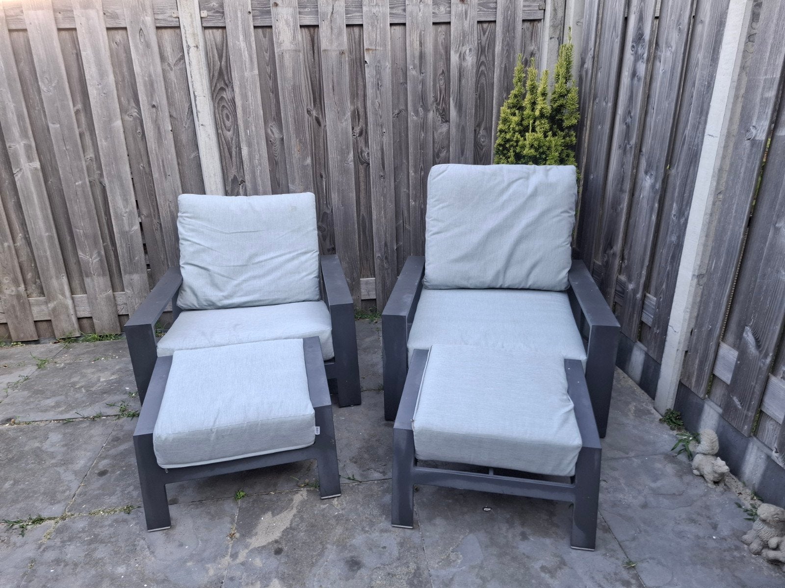 2x Garden Impressions tuinstoel met voetenbank, Tuin en Terras, Ophalen of Verzenden, Gebruikt, Aluminium