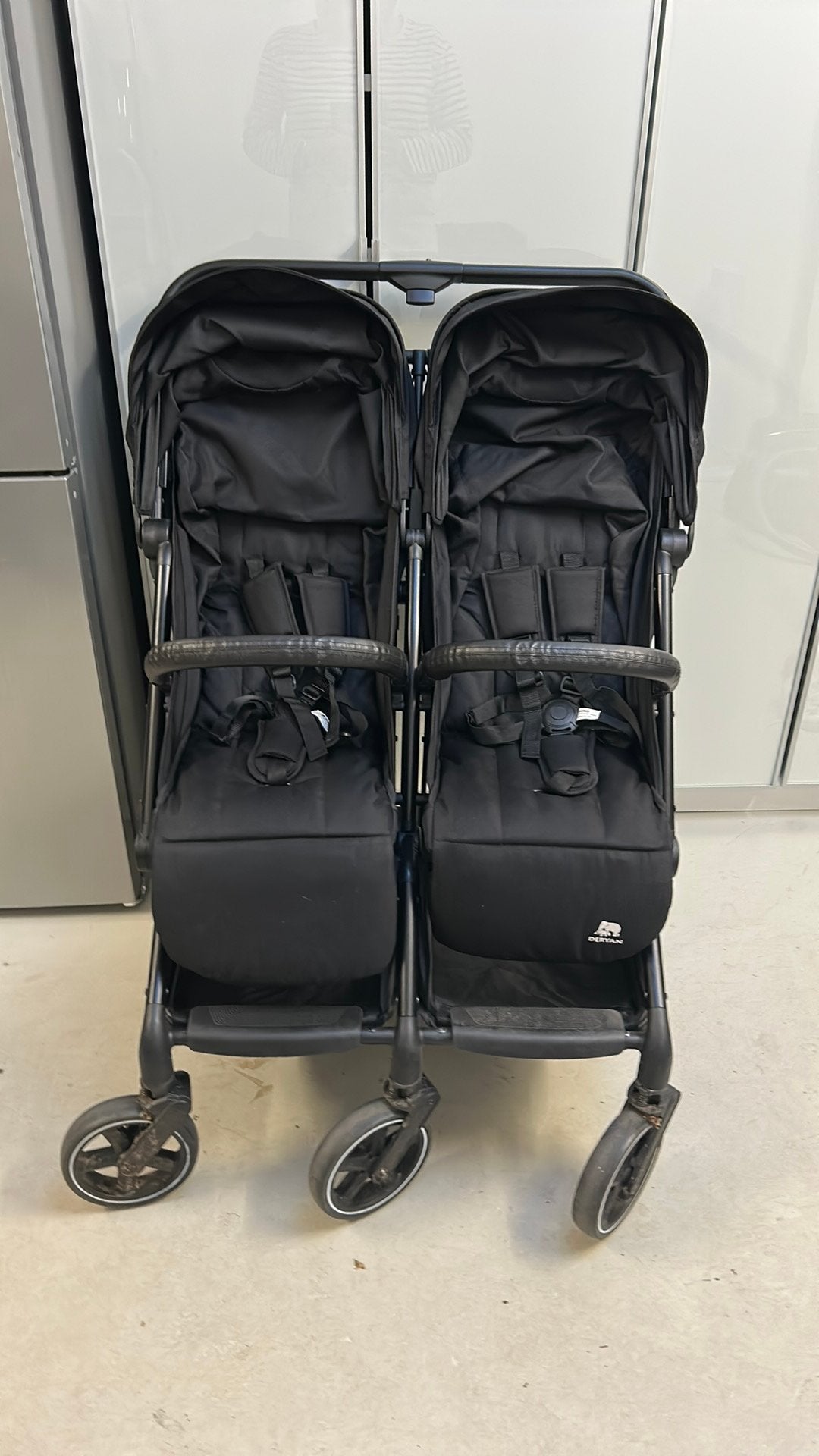 Deryan Luxe XP Twin Buggy XL  - Duo buggy - Zwart, Kinderen en Baby's, Buggy's, Ophalen, Gebruikt, Overige merken, Duomodel
