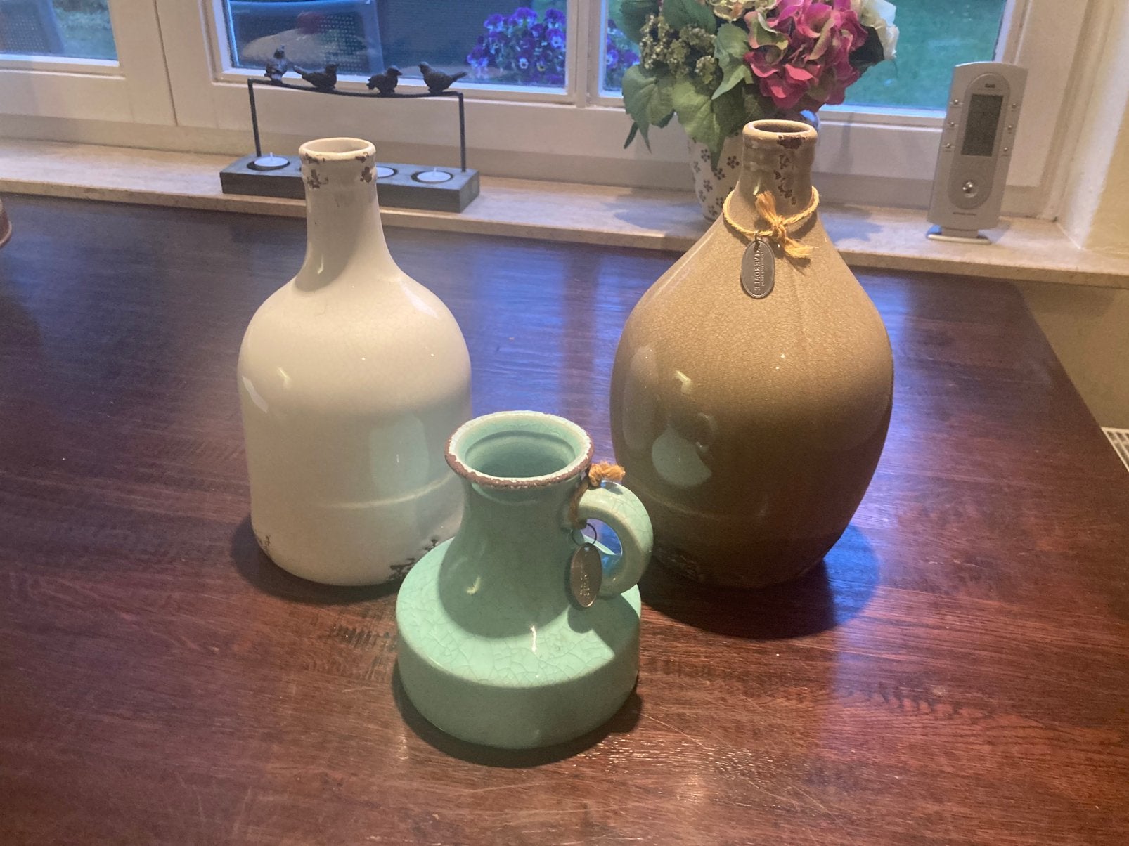 3 siervaasjes, Ophalen of Verzenden, Zo goed als nieuw, Beige, 26 cm