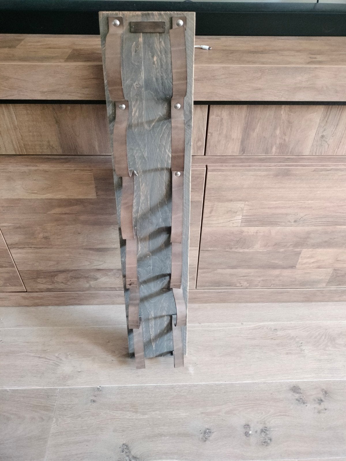steigerhouten wijn rek voor aan de muur, Ophalen, Zo goed als nieuw, Hout