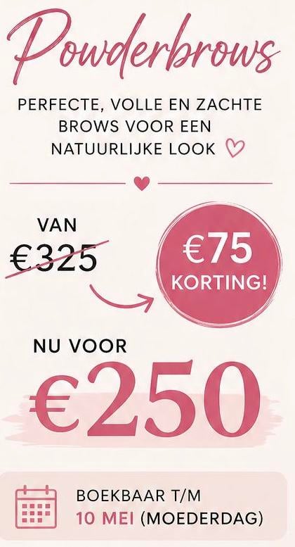 Powderbrows behandeling – €75 korting (nu €250), Sieraden, Tassen en Uiterlijk, Nieuw, Ophalen of Verzenden, Make-up, Overige kleuren