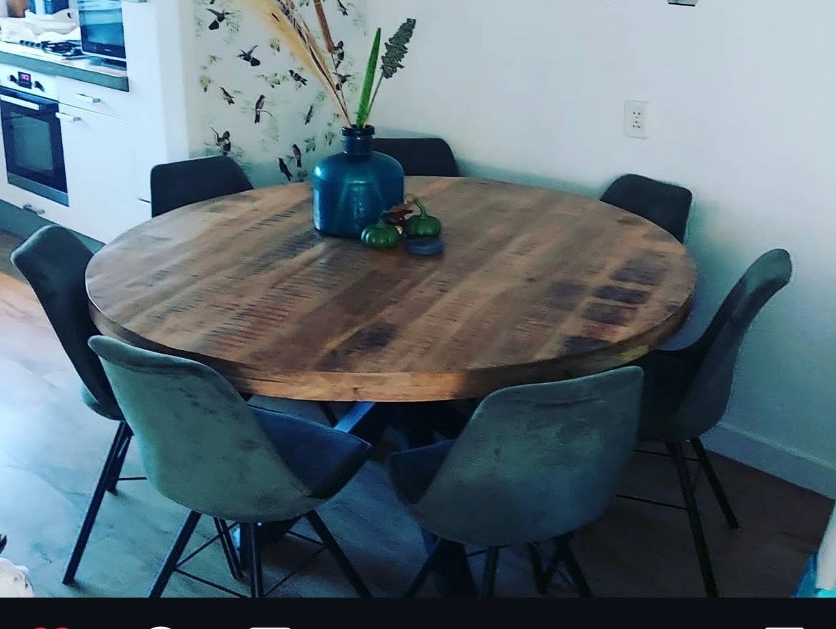 Ronde eettafel HUUS 150cm doorsnee, Ophalen, Gebruikt, 150 tot 200 cm, Rond