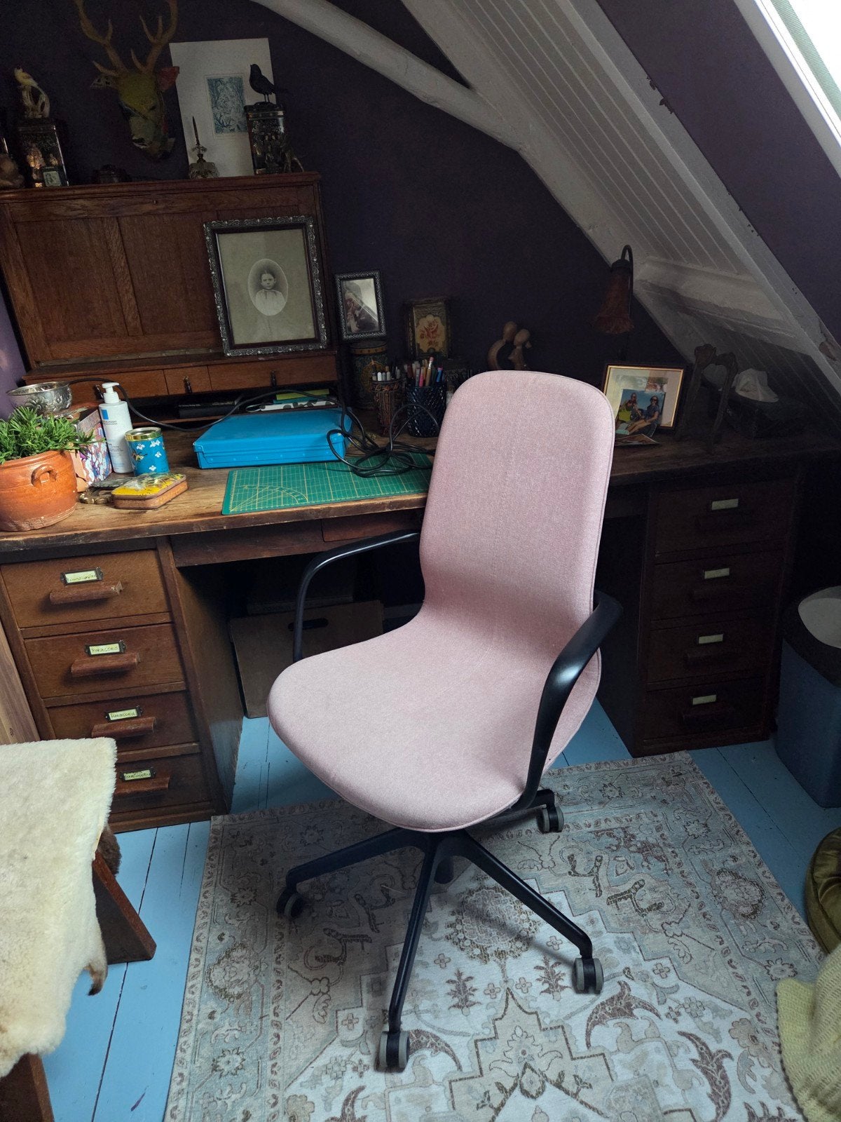 Comfortabele roze bureaustoel Ikea langfjall, Ophalen, Gebruikt, Roze, Bureaustoel