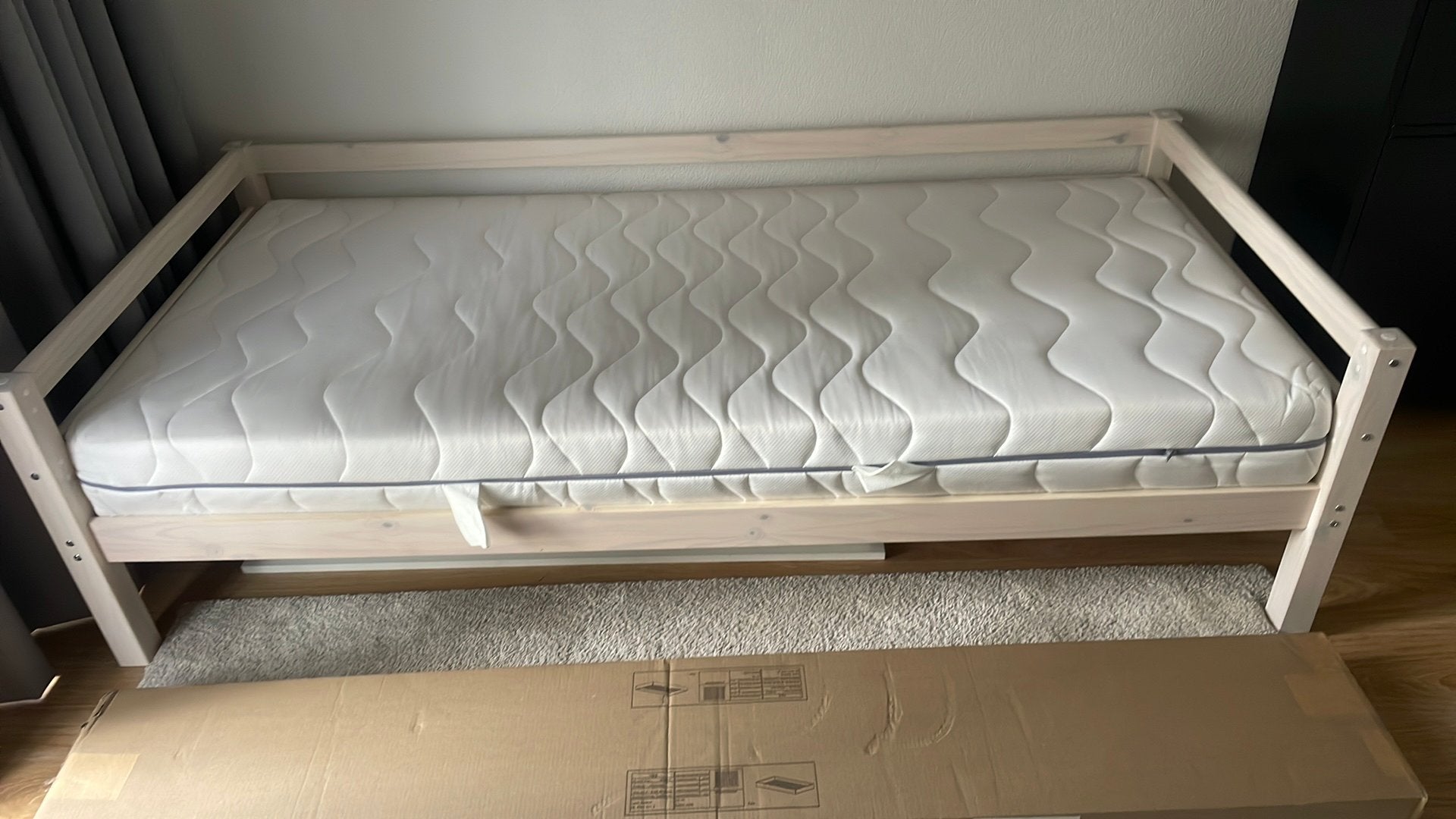 Whitewash bed, 90 cm, Eenpersoons, Wit, Nieuw