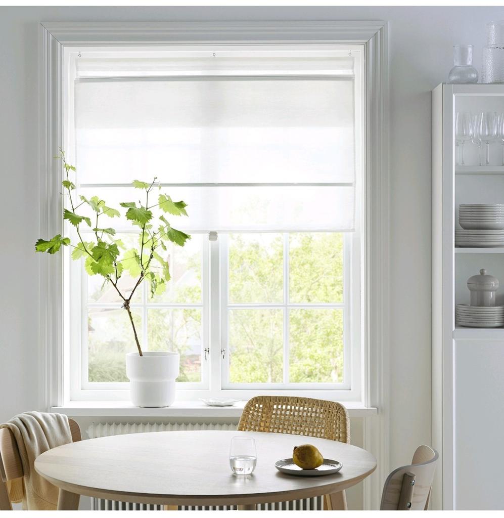 IKEA RINGBLOMMA vouwgordijnen wit, Huis en Inrichting, Wit, Zo goed als nieuw, 150 tot 200 cm, 50 tot 100 cm