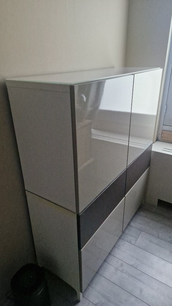 Mooie stijlvolle Besta kast beige/bruin  120 x 140  (l x h), Ophalen, Overige materialen, Gebruikt, 100 tot 150 cm