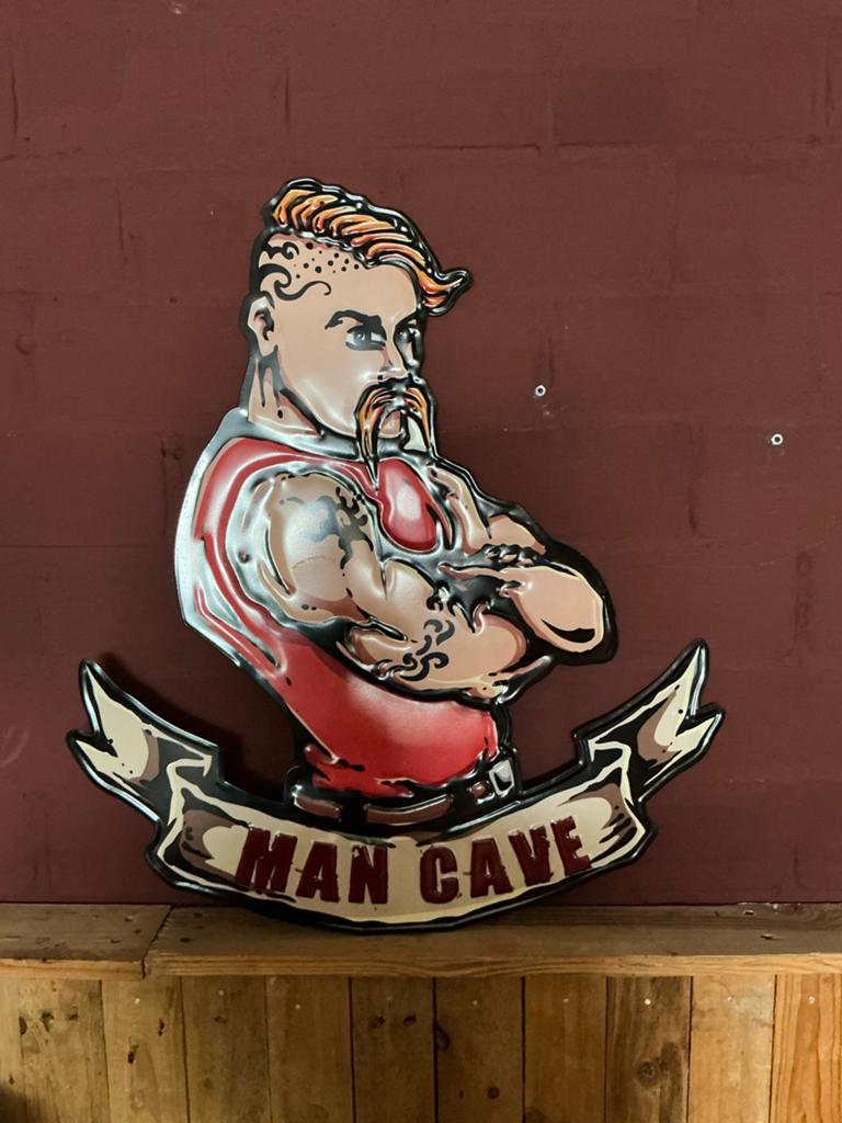 Man Cave metalen wanddecoratie, Ophalen, Meerkleurig, Zo goed als nieuw, Metaal