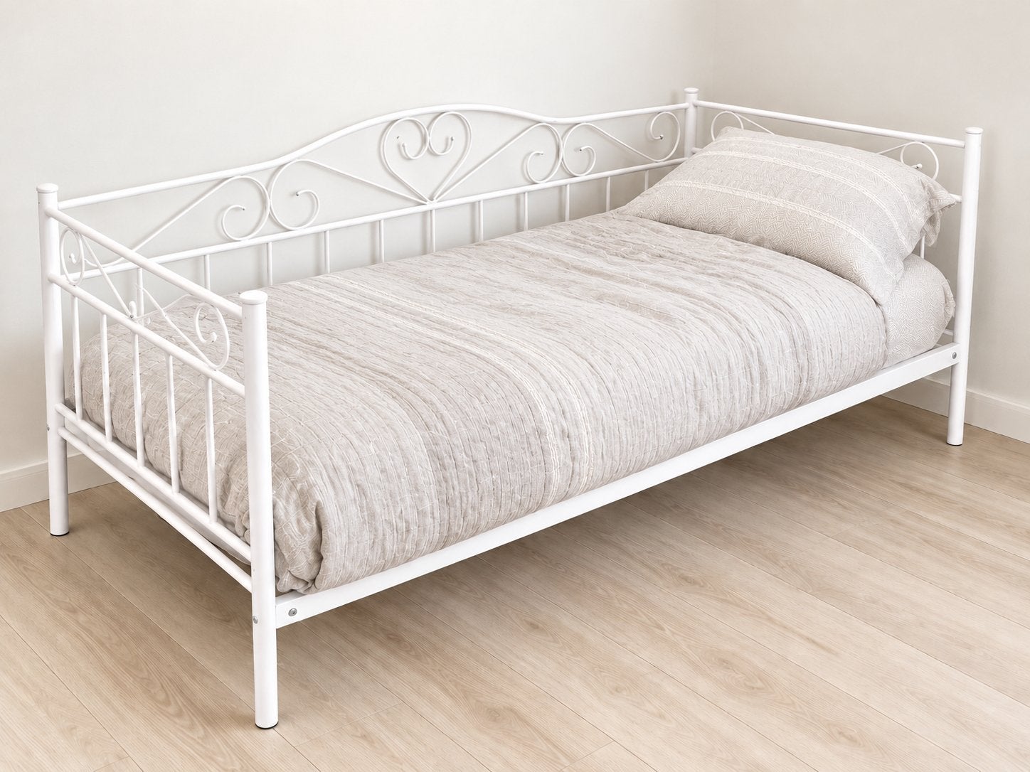 IKEA 1-persoons metalen bed wit (zonder matras) met gratis, Ophalen, Gebruikt, Eenpersoons, Wit