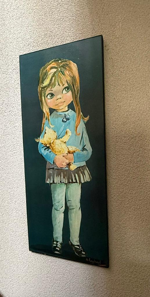Vintage (jaren ‘60/‘70) schilderijtje, Ophalen, Minder dan 50 cm, Gebruikt, 50 tot 75 cm