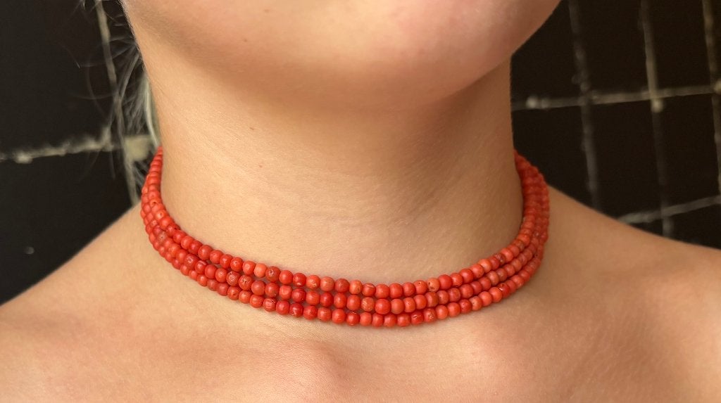Diamant slot 14k goud bloedkoraal ketting antiek dame meisje
