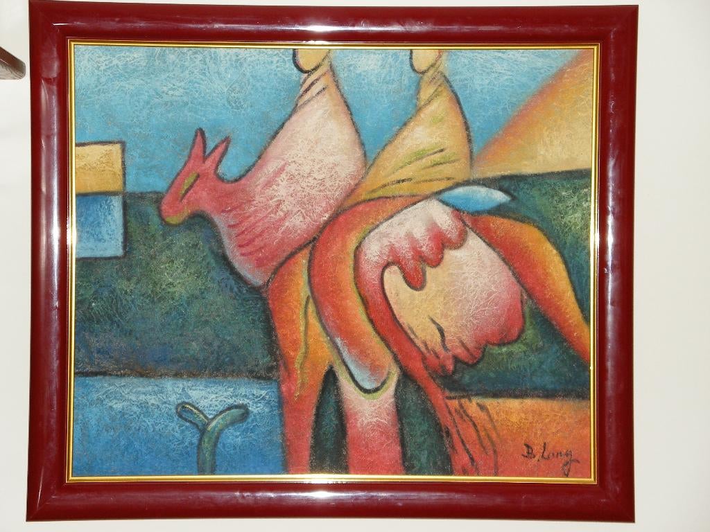 schilderij B.Long - modern abstract schilderij op kokosdoek, Ophalen