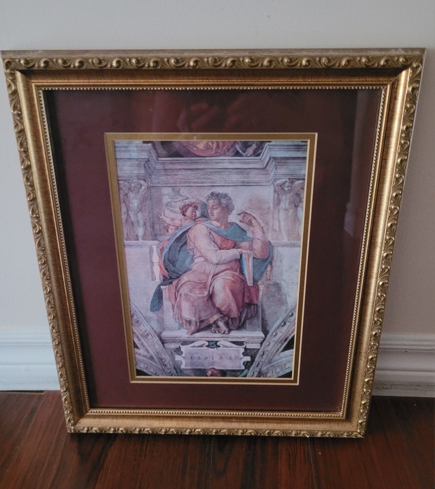 Ingelijste print van 'Jesaja' door Michelangelo, Hangend, Schilderijlijst, 42 cm, Ophalen of Verzenden