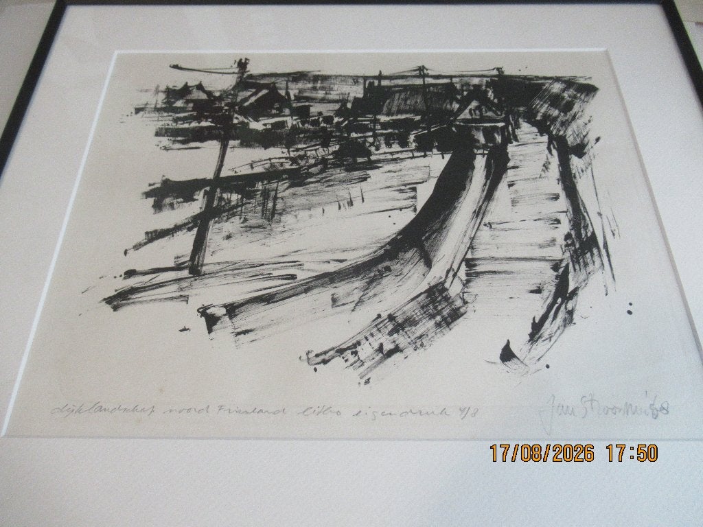 Dijklandschap Noord Friesland 1968, Gelimiteerde oplage, Ophalen of Verzenden, Landschappen, Ets