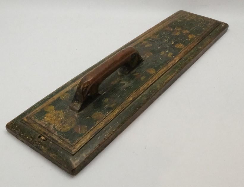 MANGELPLANK ANTIEK EIKEN MET POLYCHROOM DECOR, Antiek en Kunst, Verzenden