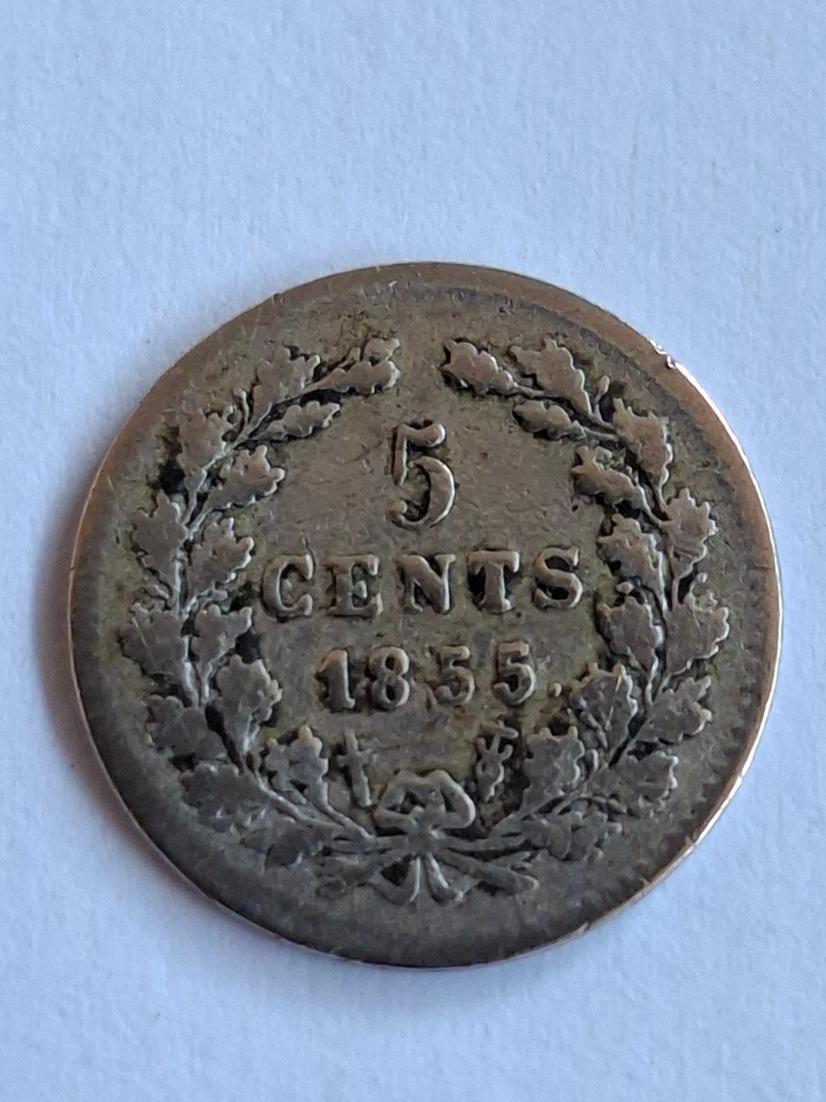 Zilveren 5 cent Willem III 1855, Postzegels en Munten, Munten | Nederland, Koning Willem III, Zilver, Ophalen of Verzenden, Losse munt