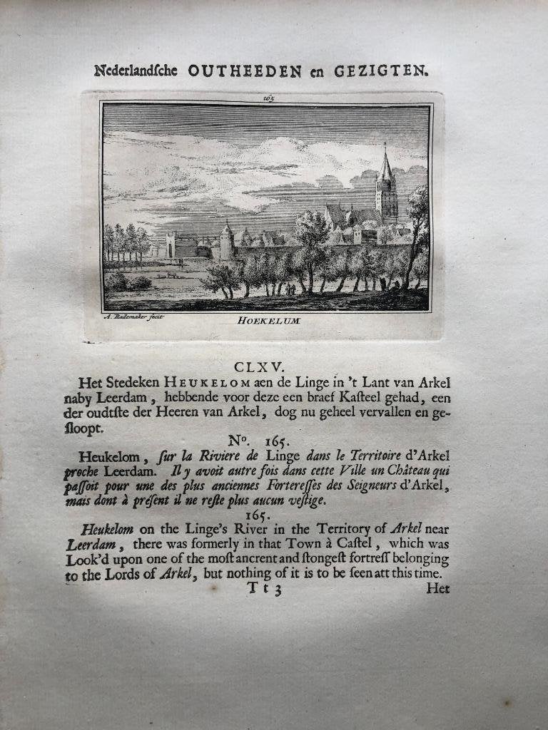 165 / Heukelom Hoekelum Kopergravure 1732, Antiek en Kunst, Ophalen of Verzenden