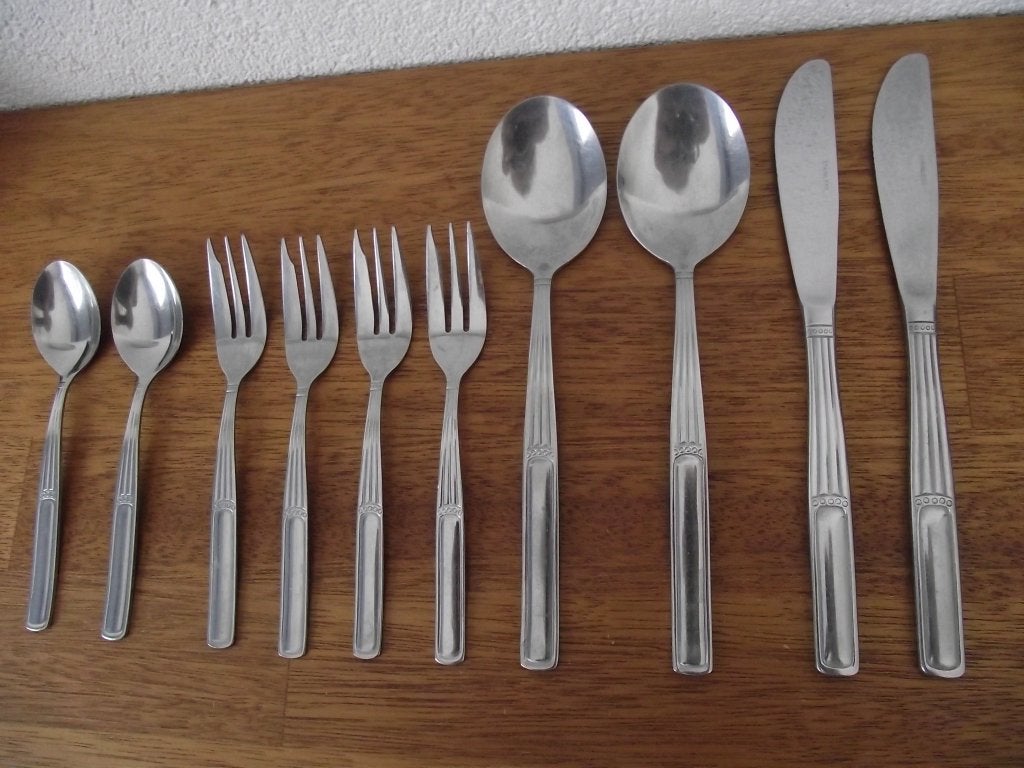 8 RVS Empire bestek met parelrand Stainless ook per stuk, Ophalen of Verzenden