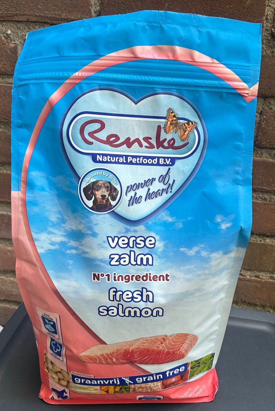 RENSKE Nieuwe zak 2 kg graanvrije zalmbrokken HT sept ‘27, Ophalen of Verzenden, Hond
