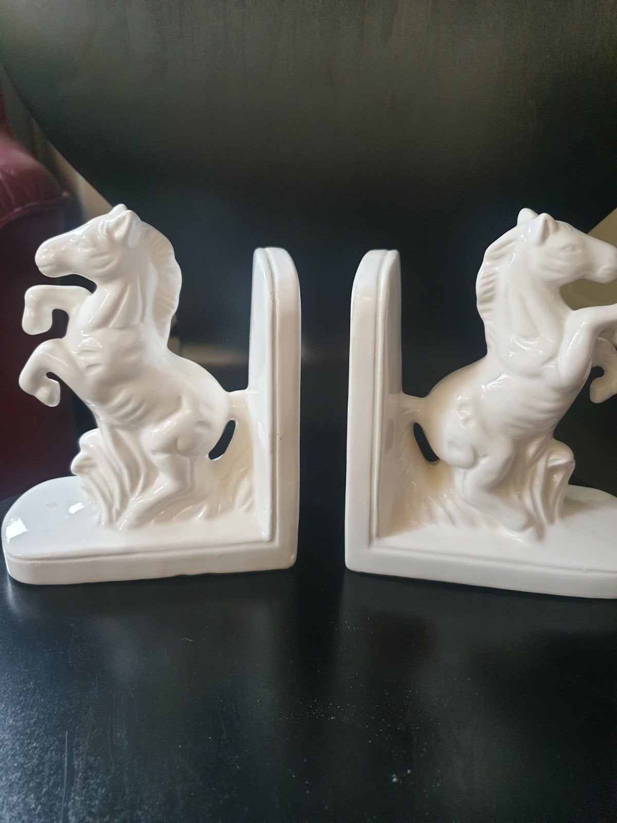 Vintage boekensteunen paarden - 15,5 cm hoog, Ophalen of Verzenden