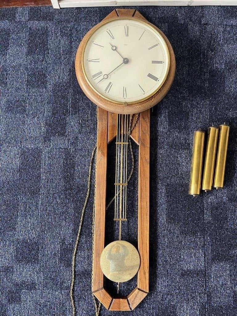 Orfac regulateur wandklok 3 messing gewichten & liraslinger, Ophalen