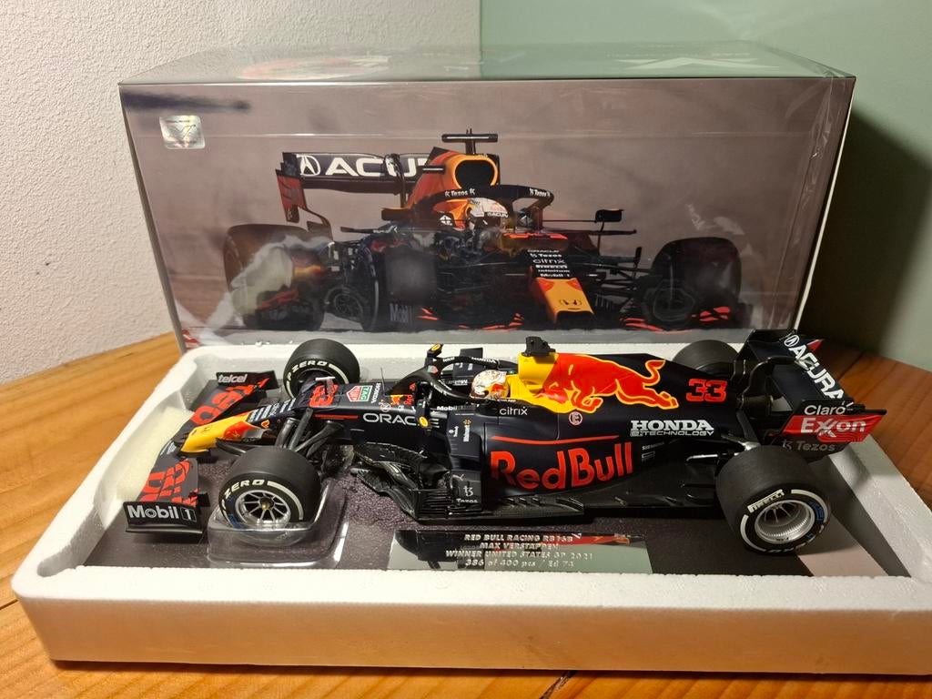 Max Verstappen United States GP 2021 1:18, Hobby en Vrije tijd, Modelauto's | 1:18, Ophalen of Verzenden, Nieuw, Auto, MiniChamps
