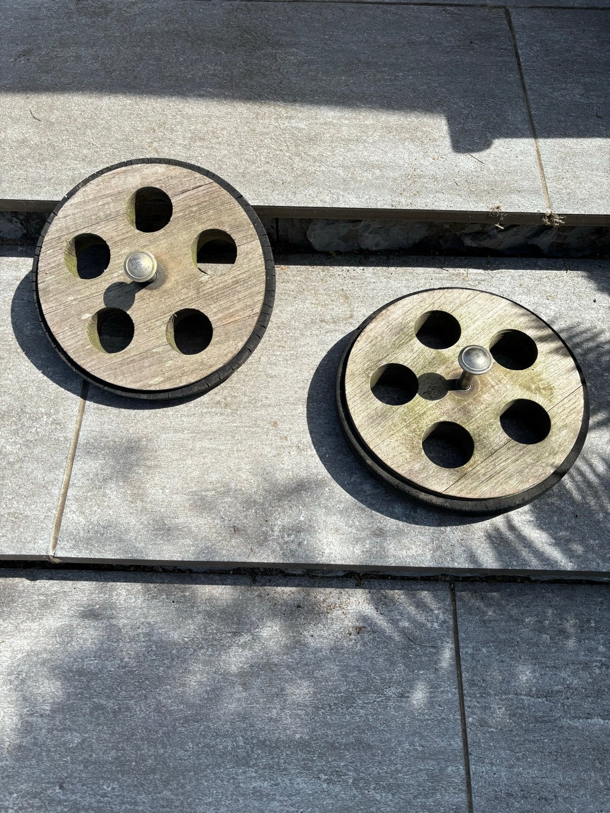 Hardhouten wielen ligbed, Tuin en Terras, Ligbedden, Ophalen, Gebruikt, Hout