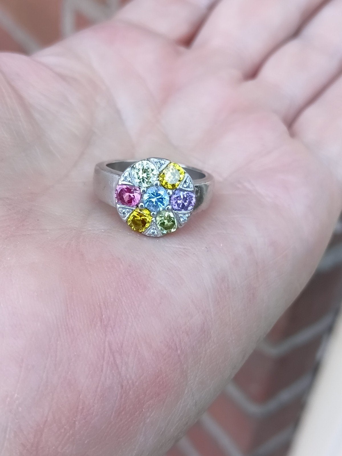 mooie solide zilveren ring met edelstenen, Ophalen of Verzenden, Zilver, Ring