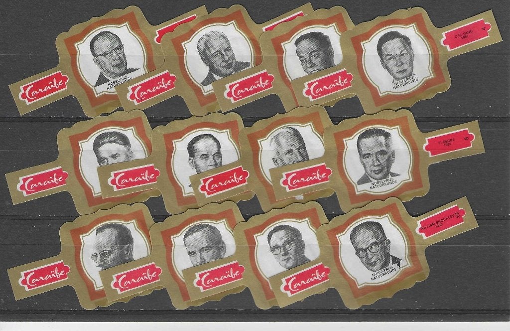reeks  3047 nobelprijswinnaars   1-12   sigarenbanden, Verzamelen, Ophalen of Verzenden, Zo goed als nieuw, Sigarenbandjes