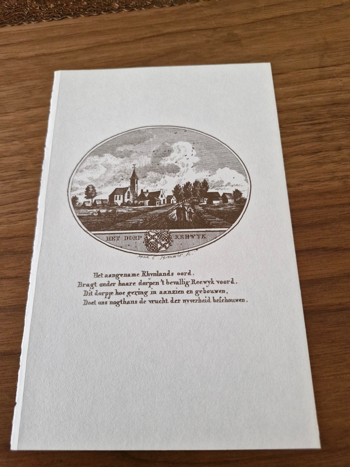 Oude prent 'Het aangename Rhynlands oord' Reewyk, Ophalen of Verzenden, Gelezen, Onbekend, Nederland