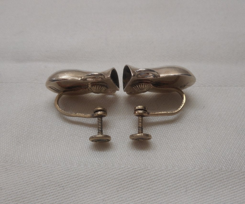 Antieke bijzondere zilveren schroef oorbellen kruik nr.481, Verzenden, Zilver, Oorbellen