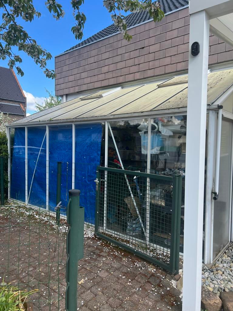 Muurkas met aluminium frame en polycarbonaat panelen, Tuin en Terras, Kassen, Gebruikt, Muurkas, Aluminium, Polycarbonaat, Ophalen