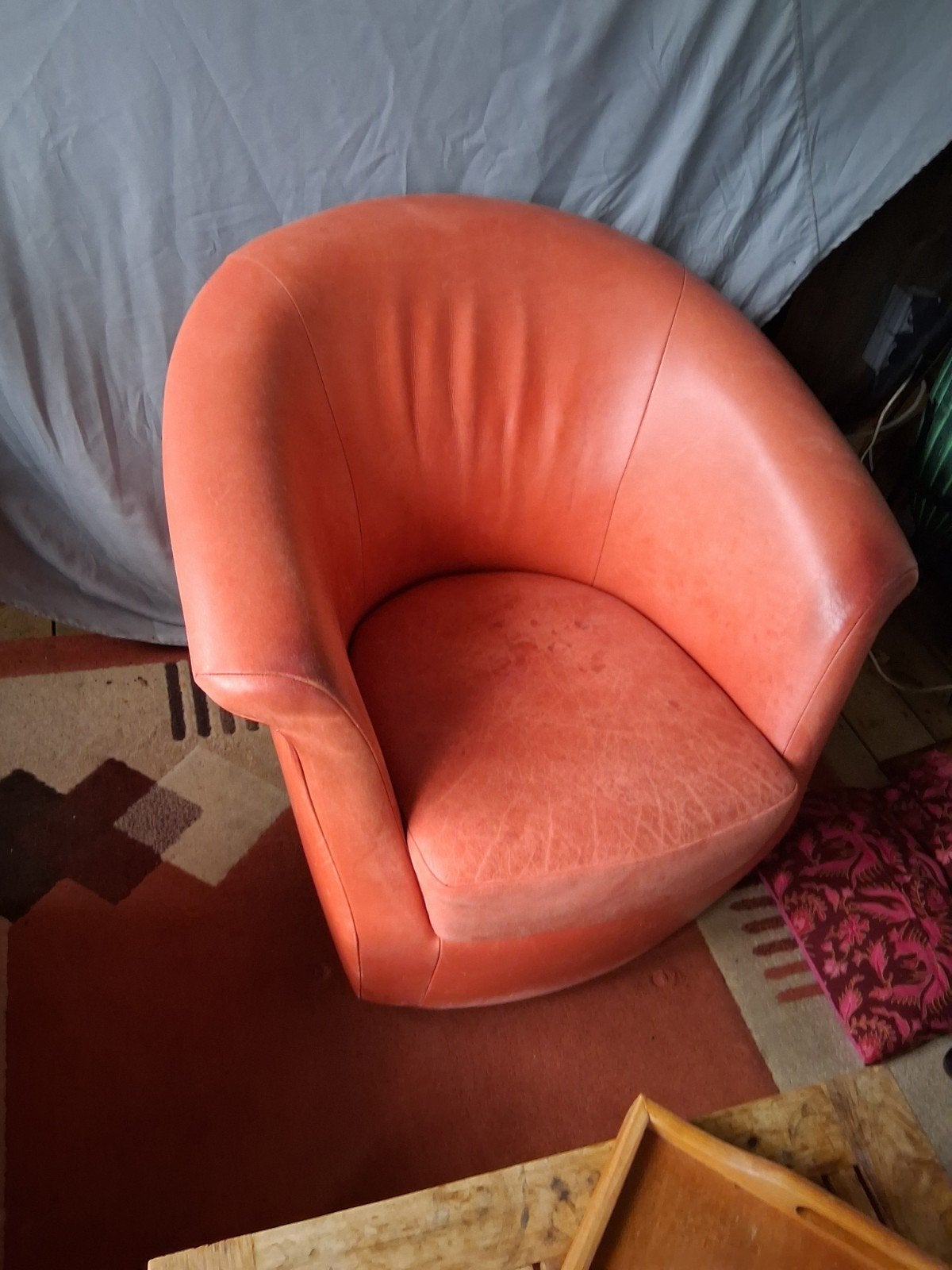 Vintage Oranje Fauteuil - Comfortabel en Stijlvol, Ophalen, Gebruikt, Vintage, Retro, 75 tot 100 cm
