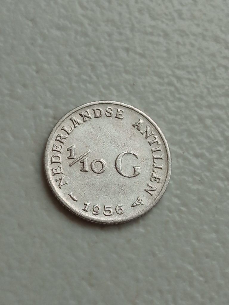 Nederlandse Antillen 10 cent 1956., Ophalen of Verzenden, Noord-Amerika, Losse munt, Zilver