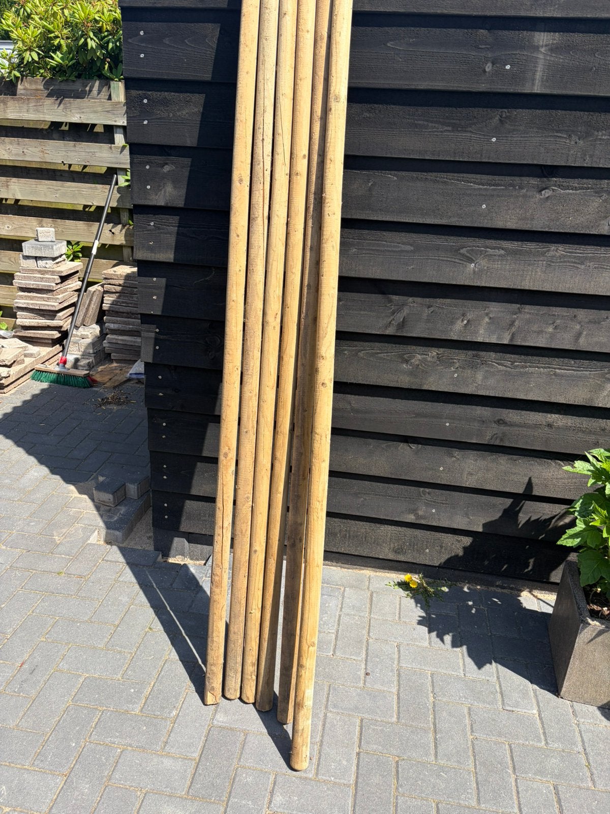 Tuinpalen 2.10 mtr. x 5 cm, Ophalen, Gebruikt, Minder dan 180 cm, Palen