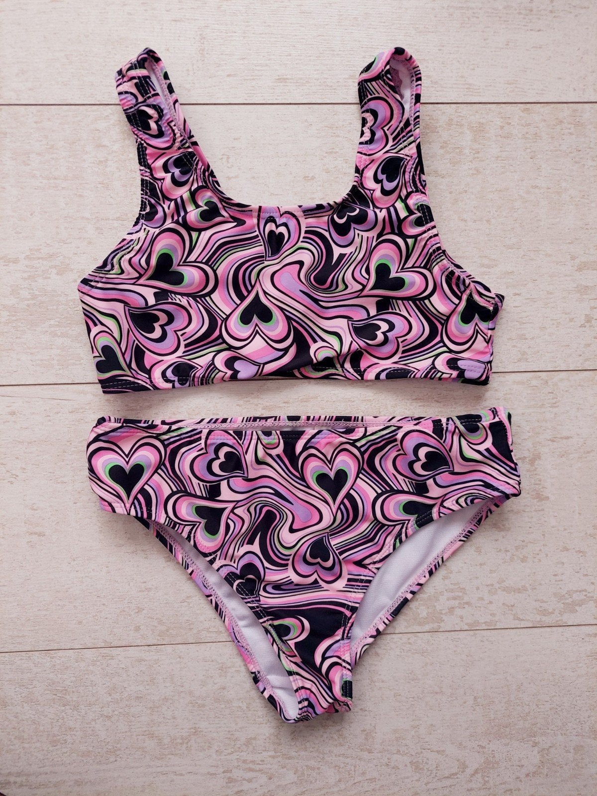 Leuke meiden bikini tankini met hartjes, Tankini, Zo goed als nieuw, Primark, Maat 134