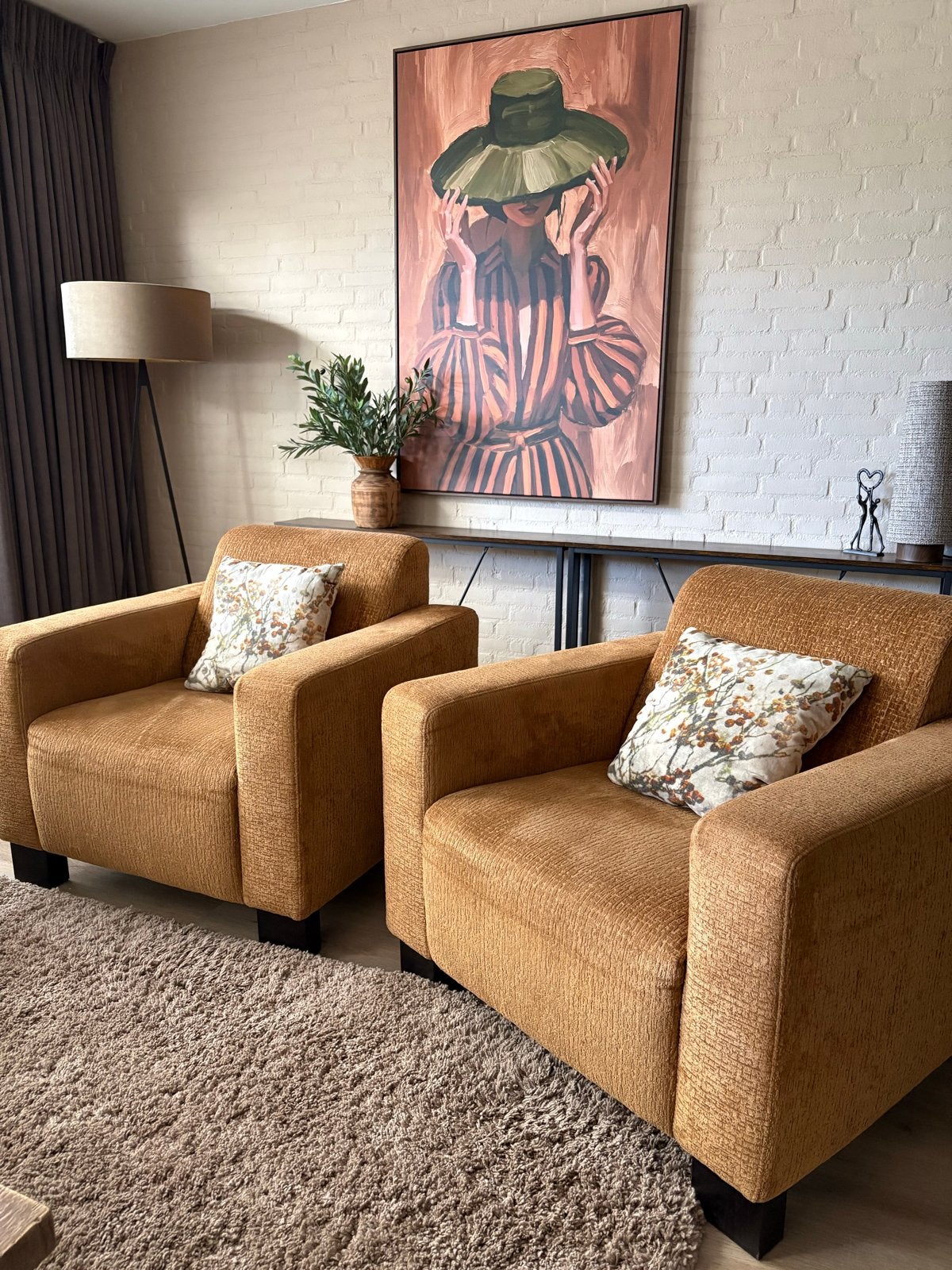 Set van 2 okergele fauteuils van Pronto Wonen, Huis en Inrichting, Ophalen, Zo goed als nieuw, Stof, 75 tot 100 cm
