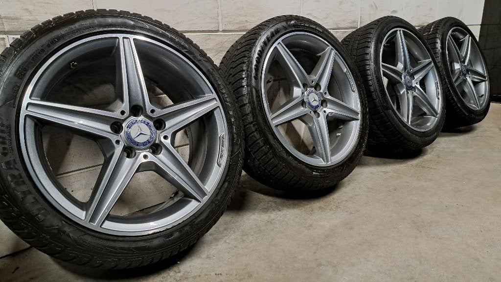Winterbanden Mercedes C-Klasse W205 S205 225/45/18 245/40/18, 18 inch, Gebruikt, Banden en Velgen, Personenwagen