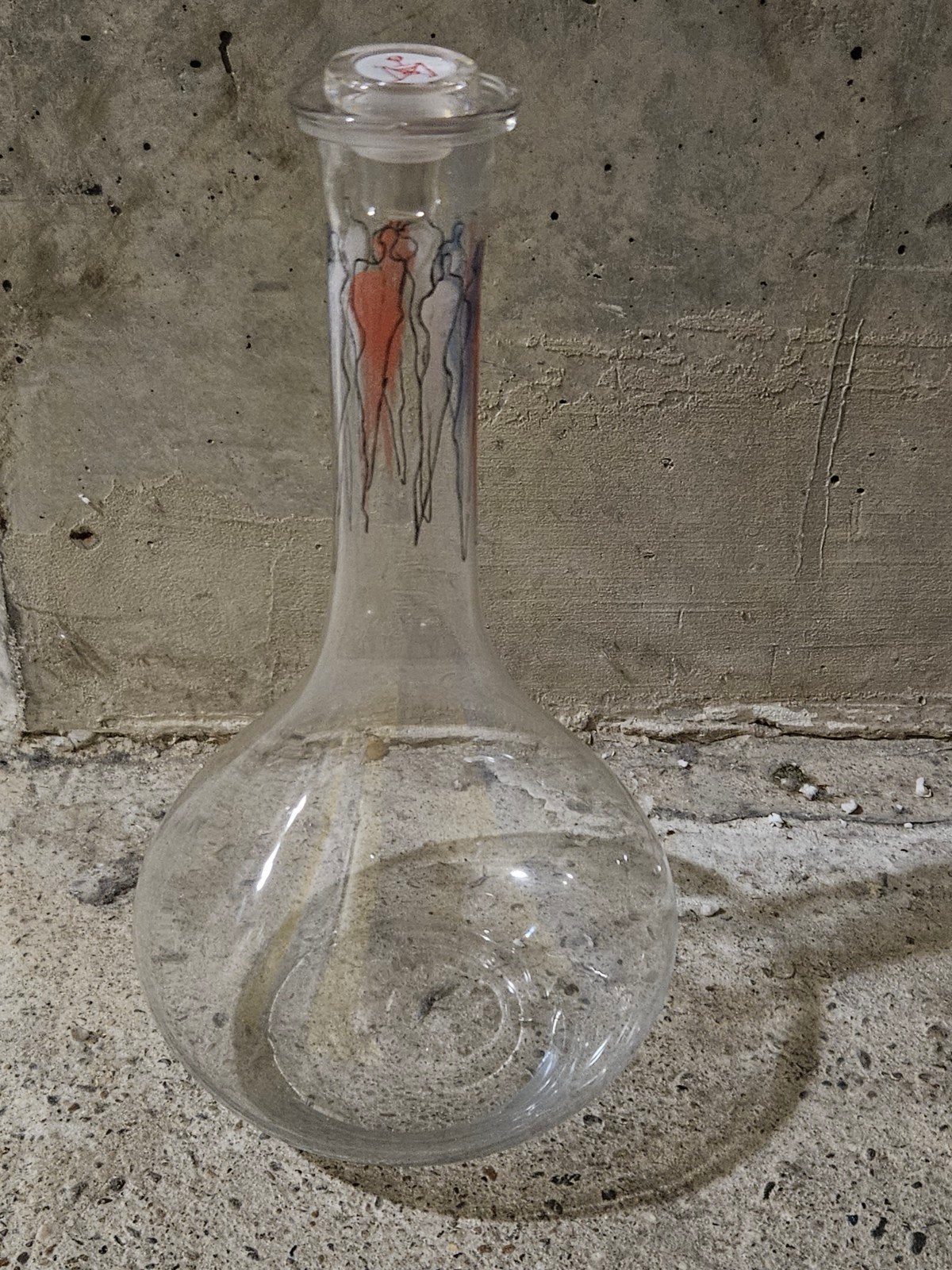 Corry Ammerlaan Glazen karaf met kleurrijke figuren, Ophalen of Verzenden