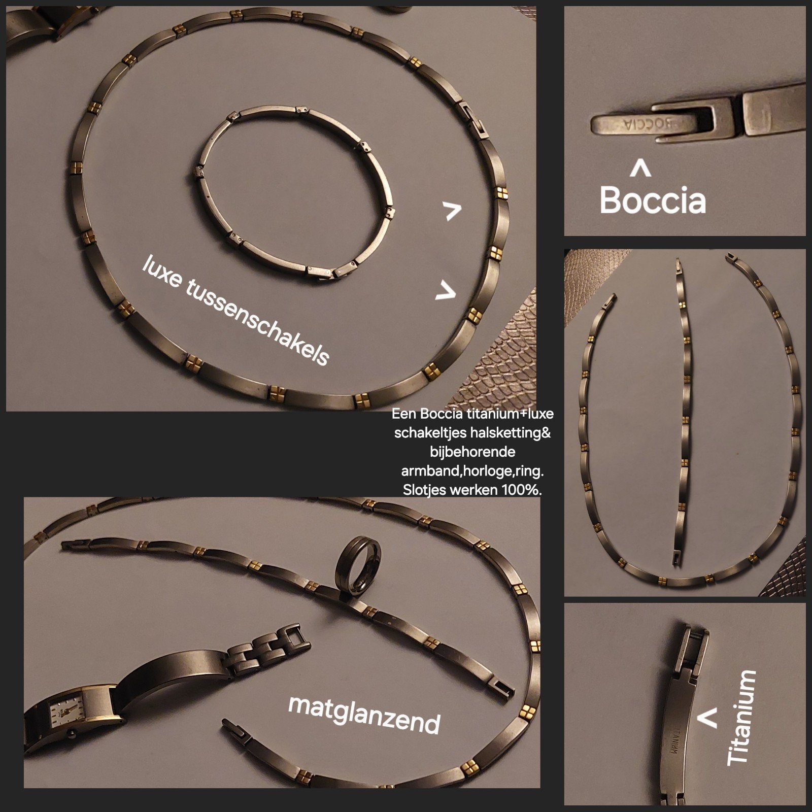 Boccia Tit. ketting, armband, horloge + ring is een luxe set, Ophalen of Verzenden, Zilver, Zilver