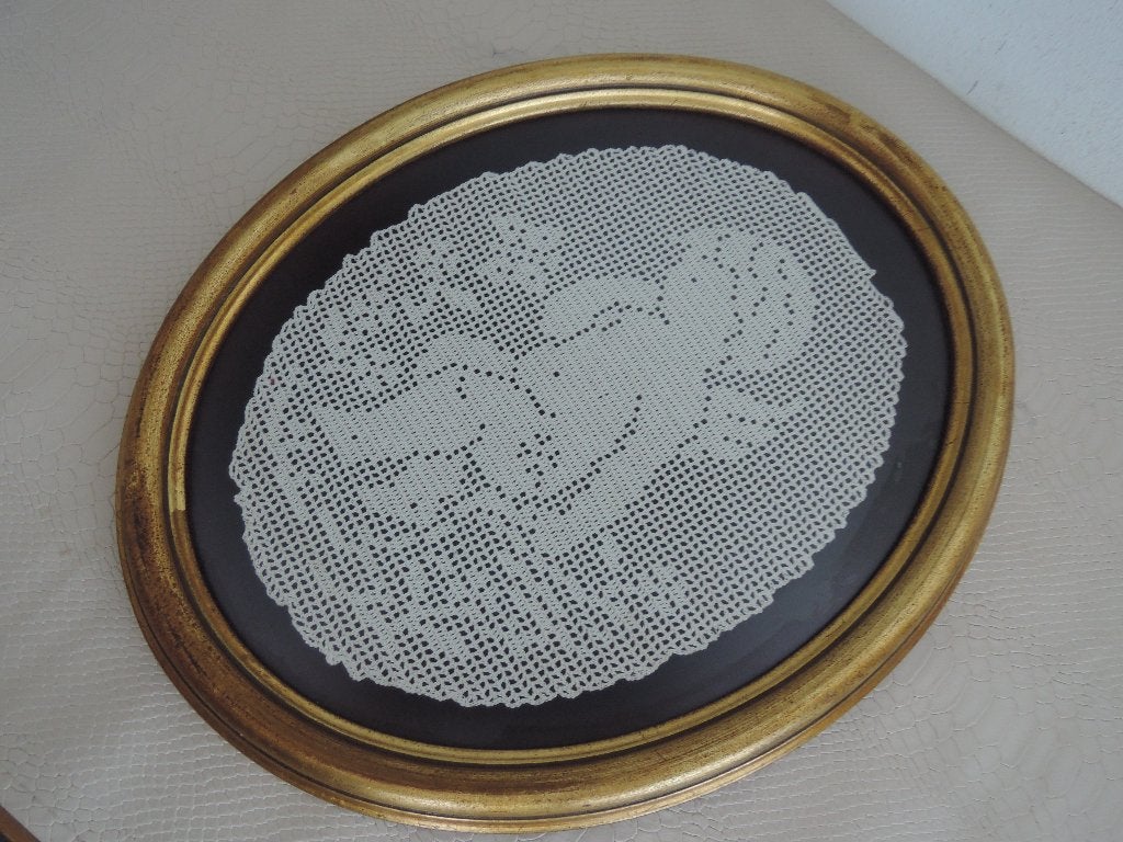 Ouderwetse goudgekleurde lijst met ontspiegeld glas, 35 cm, 29 cm, Overige typen, Ophalen of Verzenden
